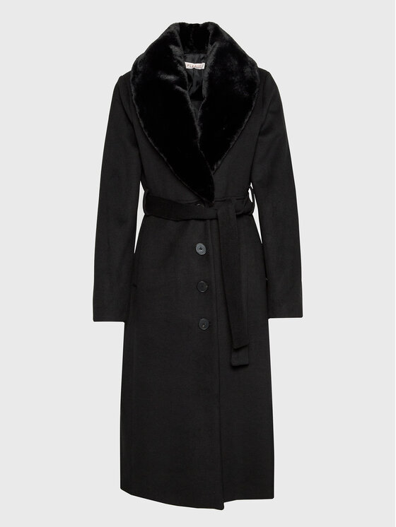 Please Palton K493MFEDER Negru Regular Fit Femei imagine noua