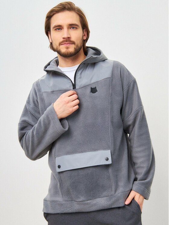 Manii'ta Lacitta Polar Fleece hoodie Szary Loose Fit | Modivo.pl