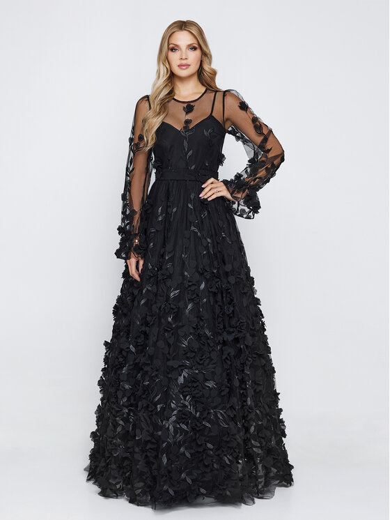 MATSOUR'I MATSOUR'I Sukienka elegancka Francesca Czarny A-Line Fit