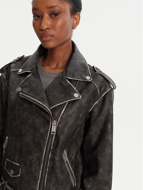Guess Guess Яке от имитация на кожа W5YL04 WHDI0 Сив Regular Fit