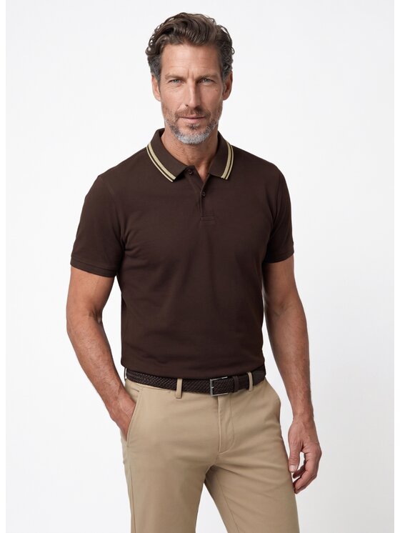Pako Lorente Pako Lorente Polo P26WF-TX-004 Brązowy Regular Fit