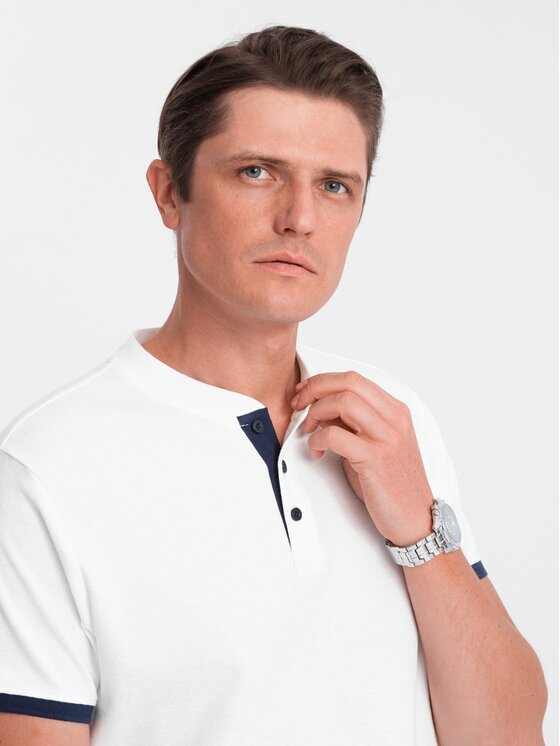 Ombre Ombre T-Shirt OM-TSCT-0156 Biały Regular Fit