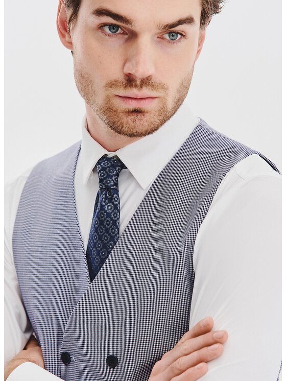 Pako Lorente Pako Lorente Kamizelka garniturowa P25WF-8X-007 Granatowy Slim Fit