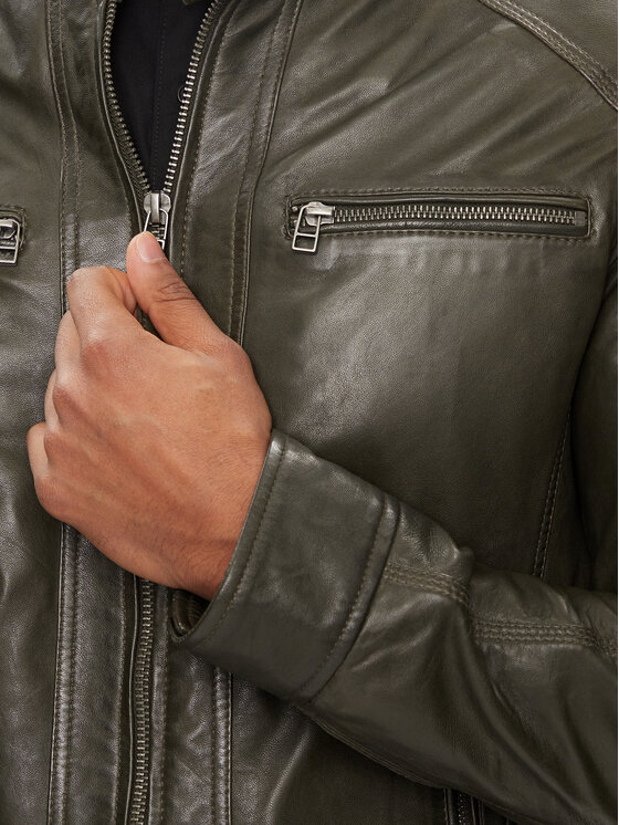 Serge Pariente Serge Pariente Lederjacke Erico Grün Regular Fit