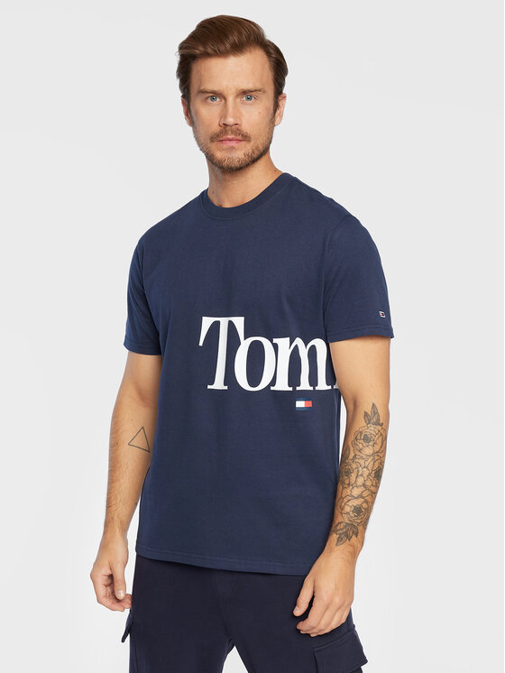 Tommy Jeans Tricou Bold Tommy DM0DM14013 Bleumarin Regular Fit