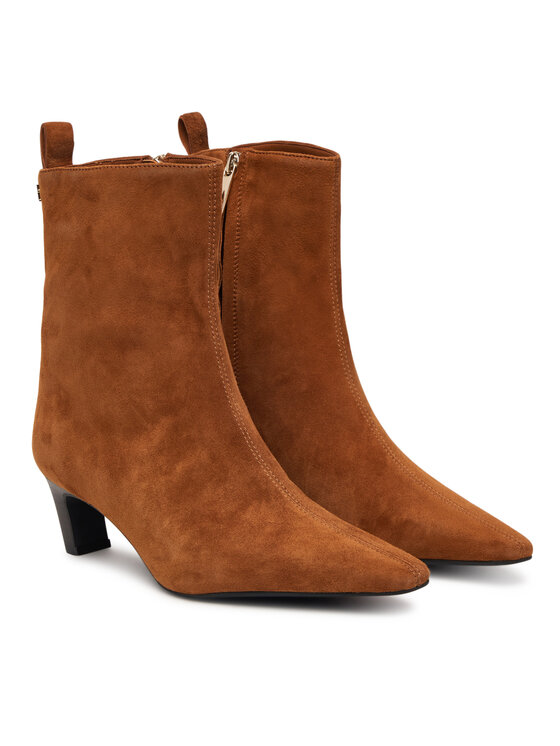 Tommy Hilfiger Tommy Hilfiger Боти Kitten Heel Suede Ankle Boot FW0FW09670 Оранжев