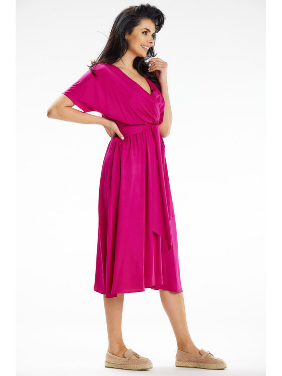 Awama Awama Sukienka letnia A642 Fioletowy Basic Fit