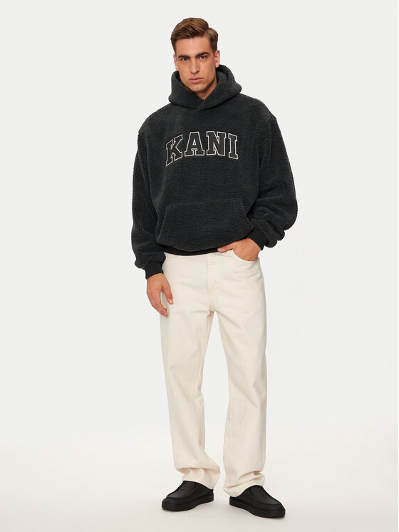 Karl Kani SMALL SIGNATURE TEDDY HOODIE - Jersey con capucha - dark taupe/marrón topo