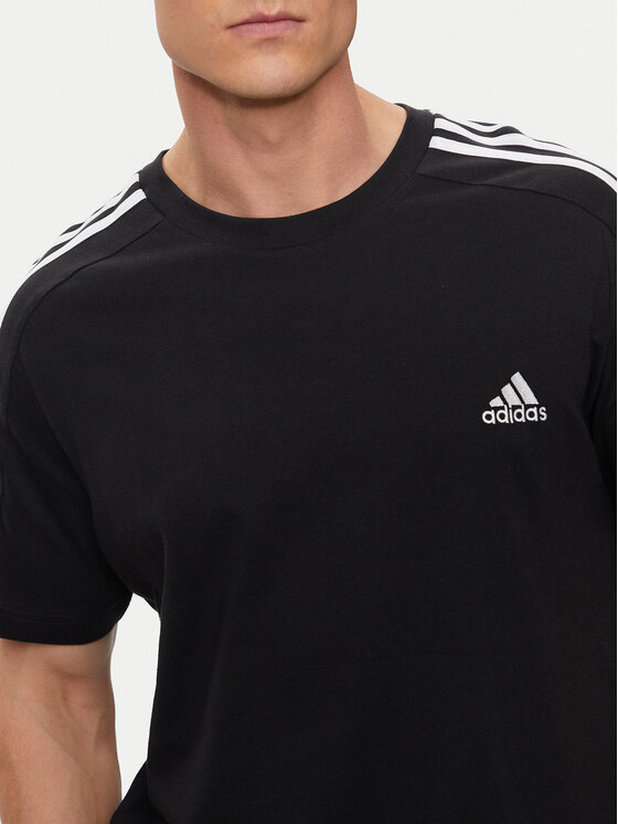 adidas adidas Tričko Essentials Single Jersey 3-Stripes T-Shirt IC9334 Čierna Regular Fit