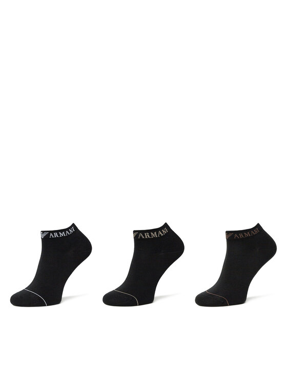 Set de 3 perechi de șosete medii pentru bărbați Emporio Armani EM000550 AF12276 MC061 Negru