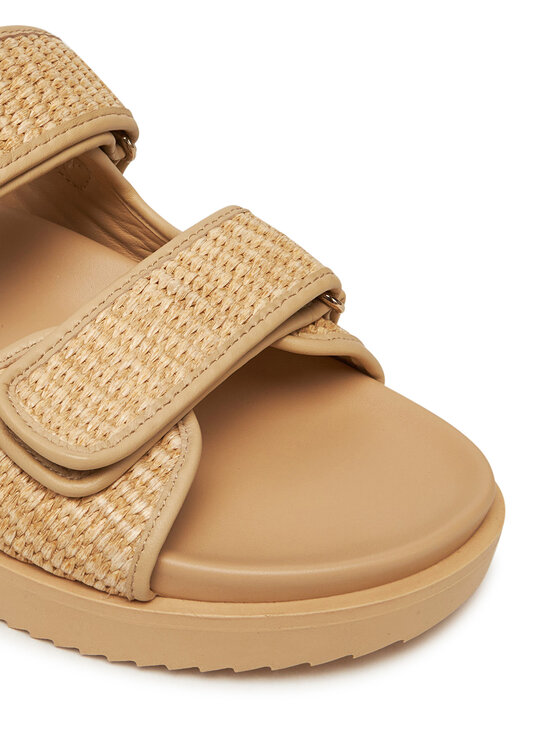 Tommy Hilfiger Tommy Hilfiger Şlapi Double Strap Raffia FW0FW08940 Bej