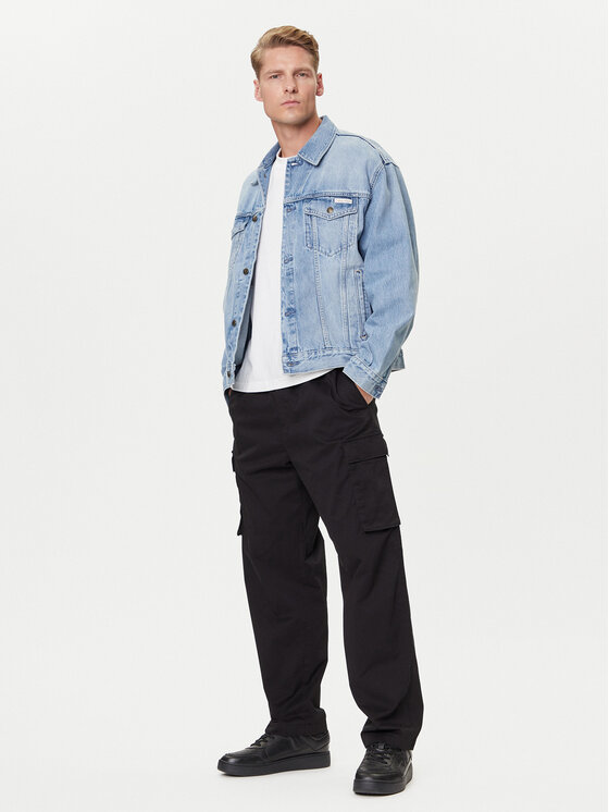 Calvin Klein Jeans Calvin Klein Jeans Hlače iz tkanine LV040EM616 Črna Straight Fit