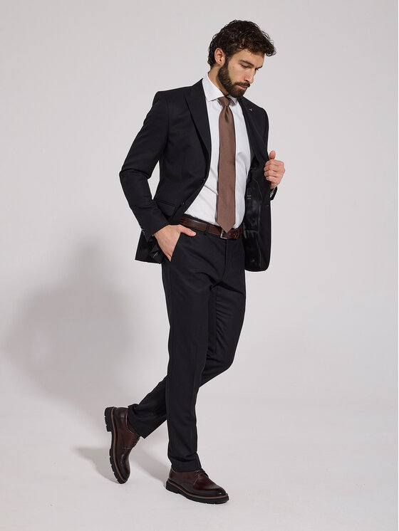 VILLARO VILLARO Garnitur GAR230VIM Czarny Slim Fit