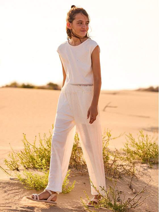 Mayoral Mayoral Set Bluse und Hose 6558 Écru Relaxed Fit