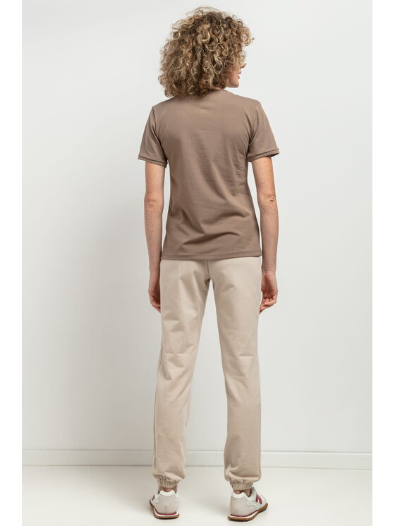 Tessita Tessita Bluzka T394 Brązowy Slim Fit