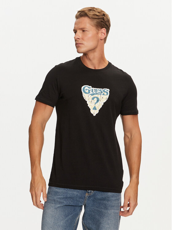 Guess T-krekls M4BI44 I3Z14 Melns Slim Fit