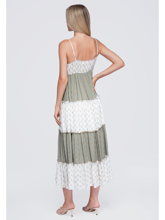 Ombre Ombre Sukienka codzienna OW-DLR-E0007 Zielony Loose Fit