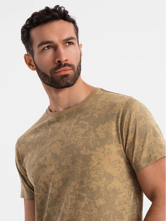 Ombre Ombre T-Shirt OM-TSFP-0223 Zielony Regular Fit