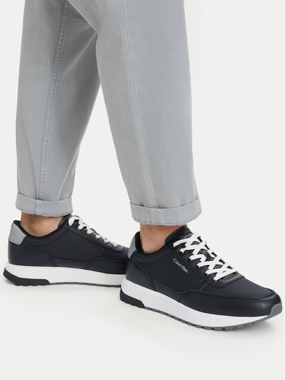 Calvin Klein Superge City Runner Laceup Lth Mix HM0HM02214 Črna