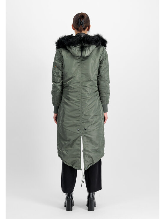 Alpha Industries Alpha Industries Kurtka zimowa Long Fishtail Field Jacket Women Zielony Regular Fit