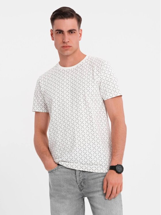 Ombre Ombre T-Shirt OM-TSFP-0250 Biały Regular Fit