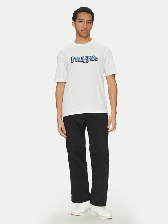 HUGO HUGO T-krekls Nugibol 50542932 Balts Regular Fit