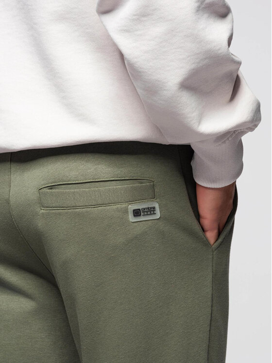 Ombre Ombre Spodnie dresowe OM-PASK-0280 Zielony Regular Fit