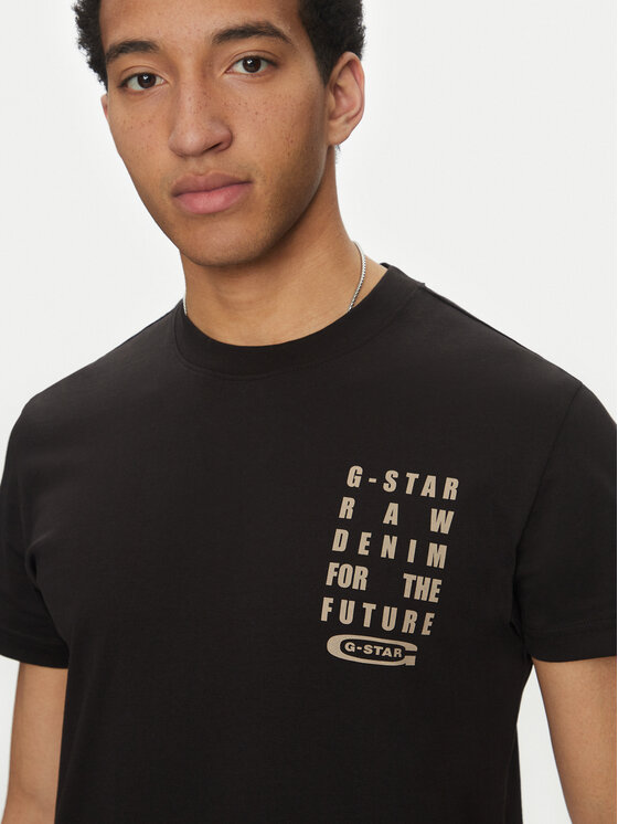 G-Star Raw G-Star Raw Marškinėliai Text Chest D25968-C506 6057 Juoda Regular Fit