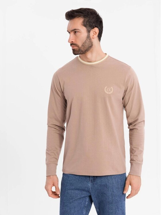 Ombre Ombre S dlouhým rukávem OM-LSCL-0128 Hnědá Regular Fit