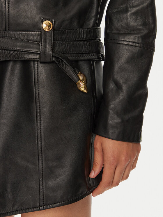 Just Cavalli Just Cavalli Kožená bunda 77PAVP08 Čierna Loose Fit
