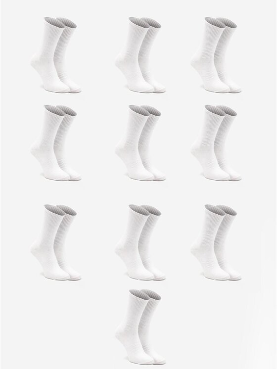 Urban Socks Urban Socks Zestaw 10 par wysokich skarpet męskich Zestaw 10 Par Długich Skarpet Męskich Białych Urban Socks No Logo 41-46 Biały