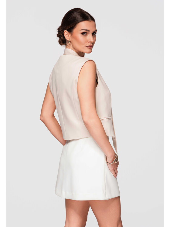 Ombre Ombre Kamizelka OW-VE-E0004 Beżowy Slim Fit