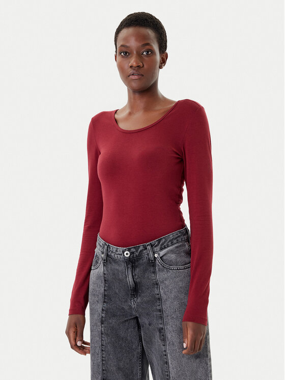 ONLY ONLY Majica Live Love 15204712 Tamnocrvena Stretch Fit