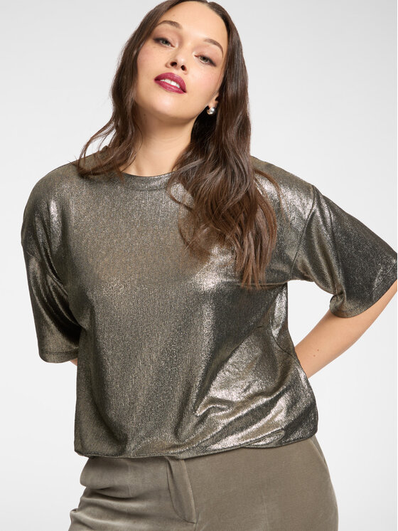 Elena Mirò Elena Mirò T-Shirt G250Z100509N008 Złoty Boxy Fit