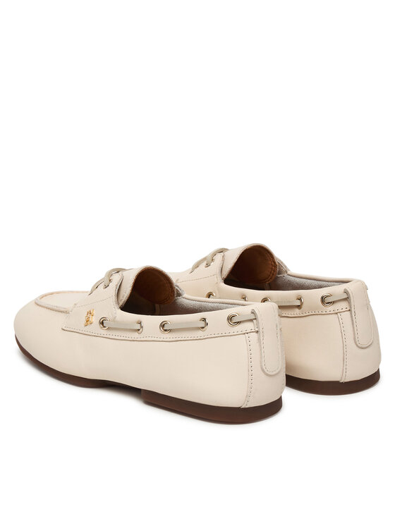 Tommy Hilfiger Tommy Hilfiger Polobotky Th Sleek Leather Boat Shoe FW0FW09148 Écru