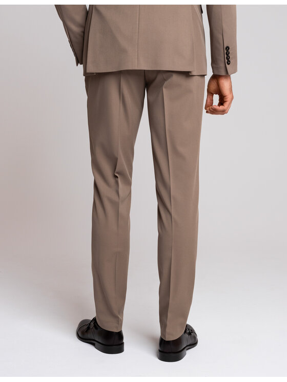 Borgio Borgio Spodnie garniturowe lido_khaki Khaki Slim Fit