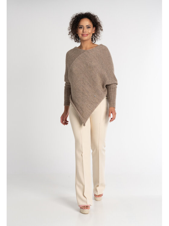 Sweter YOU by Tokarska, Rozmiar S/M, Brązowy, Otulające ponczo