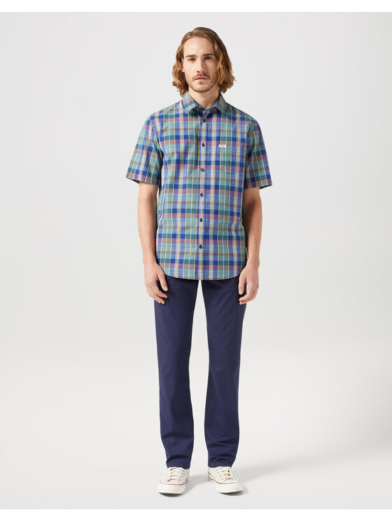 Wrangler Wrangler Camicia WRANGLER SS 1 POCKET SHIRT Blu Regular Fit