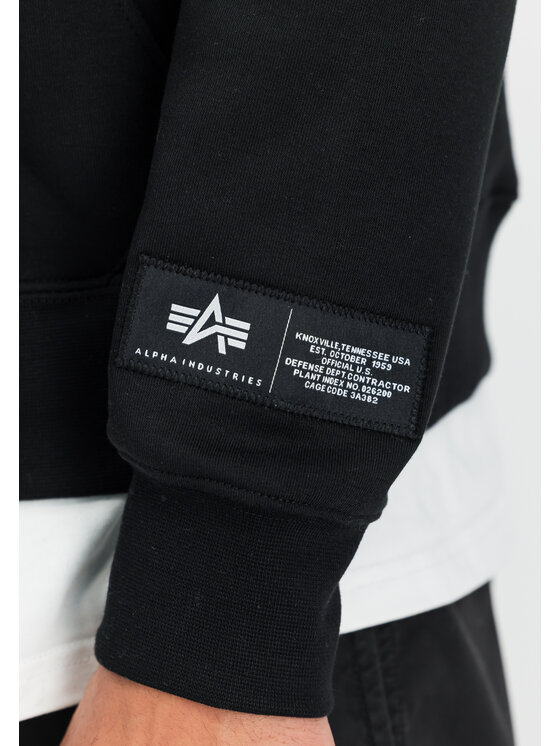 Alpha Industries Alpha Industries Bluza Label Zip Backprint Hoodie Czarny Regular Fit