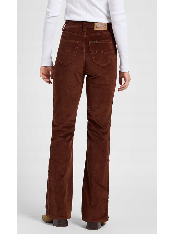 Lee Lee Spodnie materiałowe Zipped Bootcut Brązowy Bootcut Fit