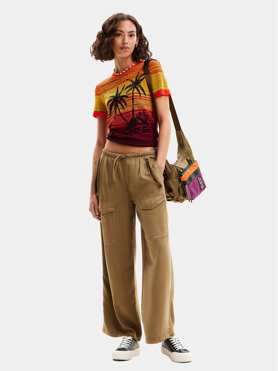 Desigual Tričko Dubai 24SWTK87 Oranžová Regular Fit