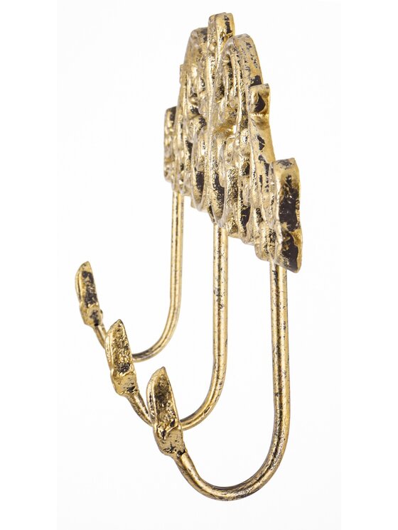 MIAhome MIAhome Wieszak ścienny metalowy 19,5x38x6 cm GANSO potrójny Złoty