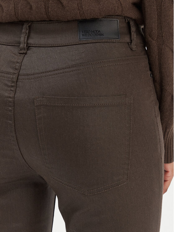 Vero Moda Vero Moda Панталони от имитация на кожа Flash 10314591 Кафяв Skinny Fit
