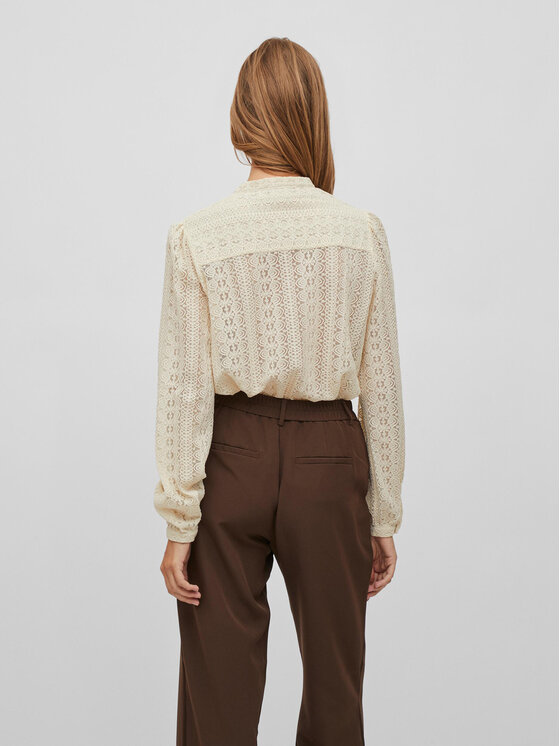 Vila Vila Camicia Chikka 14082977 Écru Regular Fit