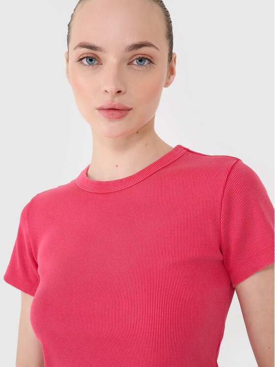 4F 4F Tričko 4FRSS25TTSHF2696-54S Ružová Slim Fit
