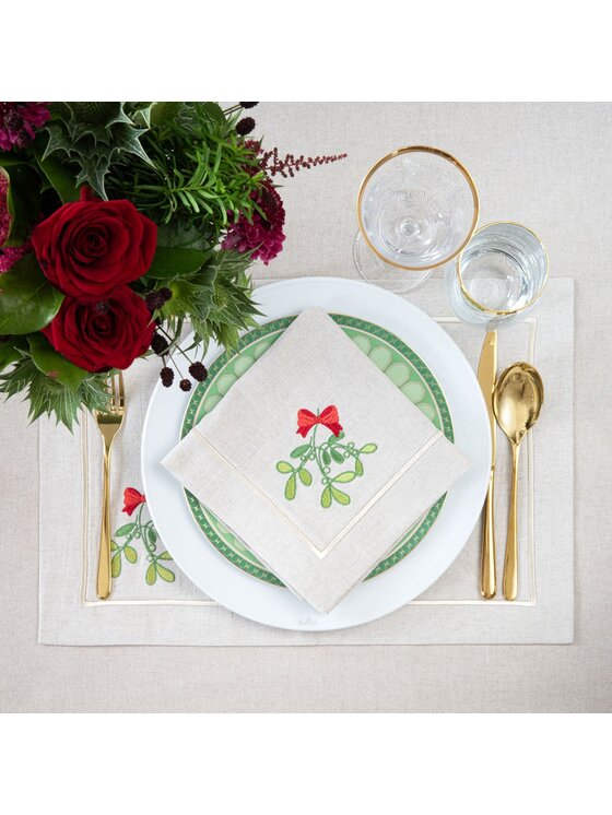 Roseberry Home Roseberry Home Podkładka na stół Candy Cane & Mistletoe Mirha Beżowy