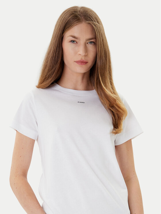 PINKO PINKO T-Shirt Basico 100373 A2RE Bílá Regular Fit