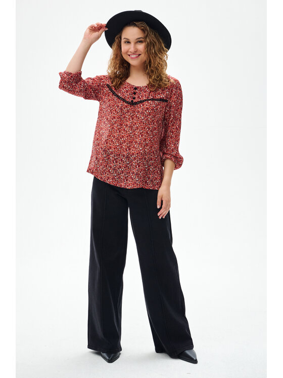 blue shadow blue shadow Bluzka Marbel Czerwony Regular Fit