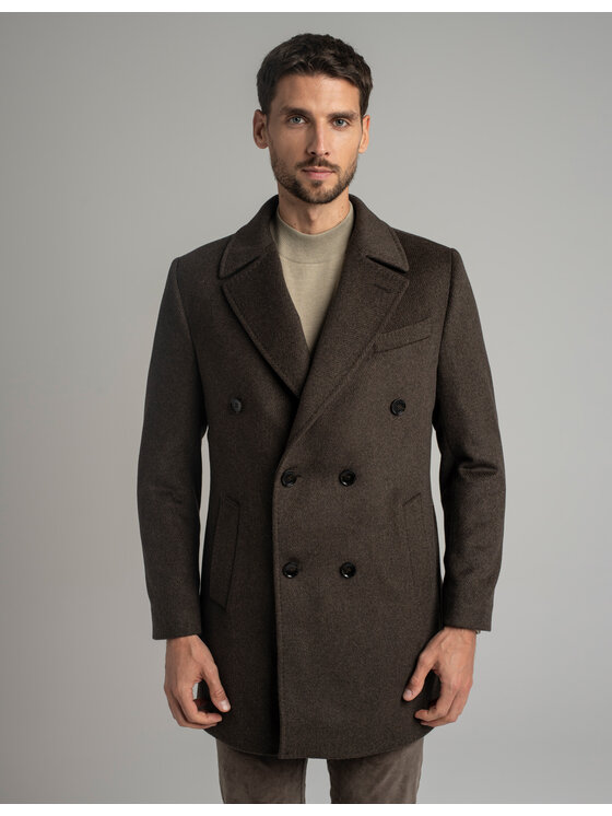 Borgio Borgio Płaszcz wełniany sortino_br2 Brązowy Slim Fit
