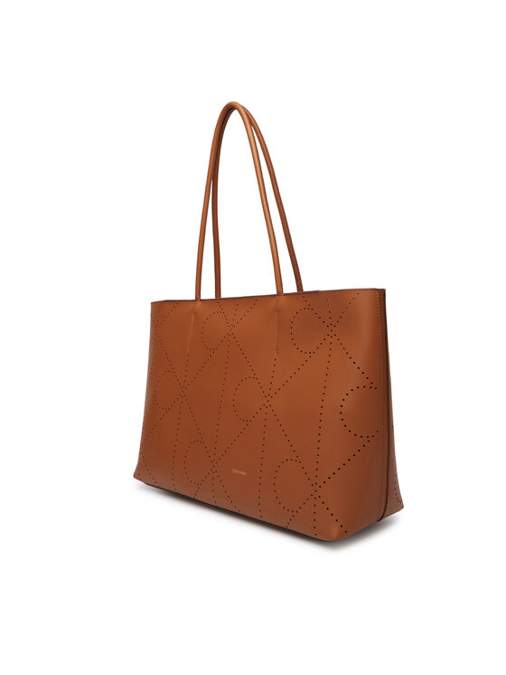 Calvin Klein Calvin Klein Kabelka Emblem Aop Perfor Lthr Tote LV04F3359G Hnědá